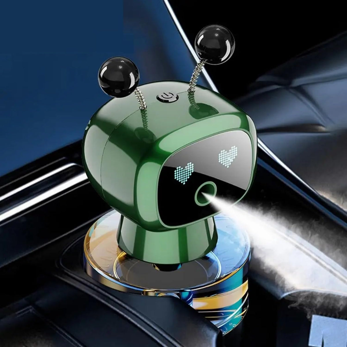 Robot Intelligent Aromatherapy Machine, Smart Cute Robot Car Air Freshener - Fine Spray/Fillable/Four-Gear Adjustment/Vibration Sensing/On-Off/Large Capacity Long-Lasting Fragrance/Black-V2(Cologne)