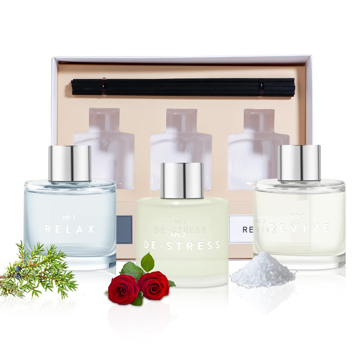 3 Pack Fragrance Reed Diffuser, 50ML Lavender Jasmine Lemongrass