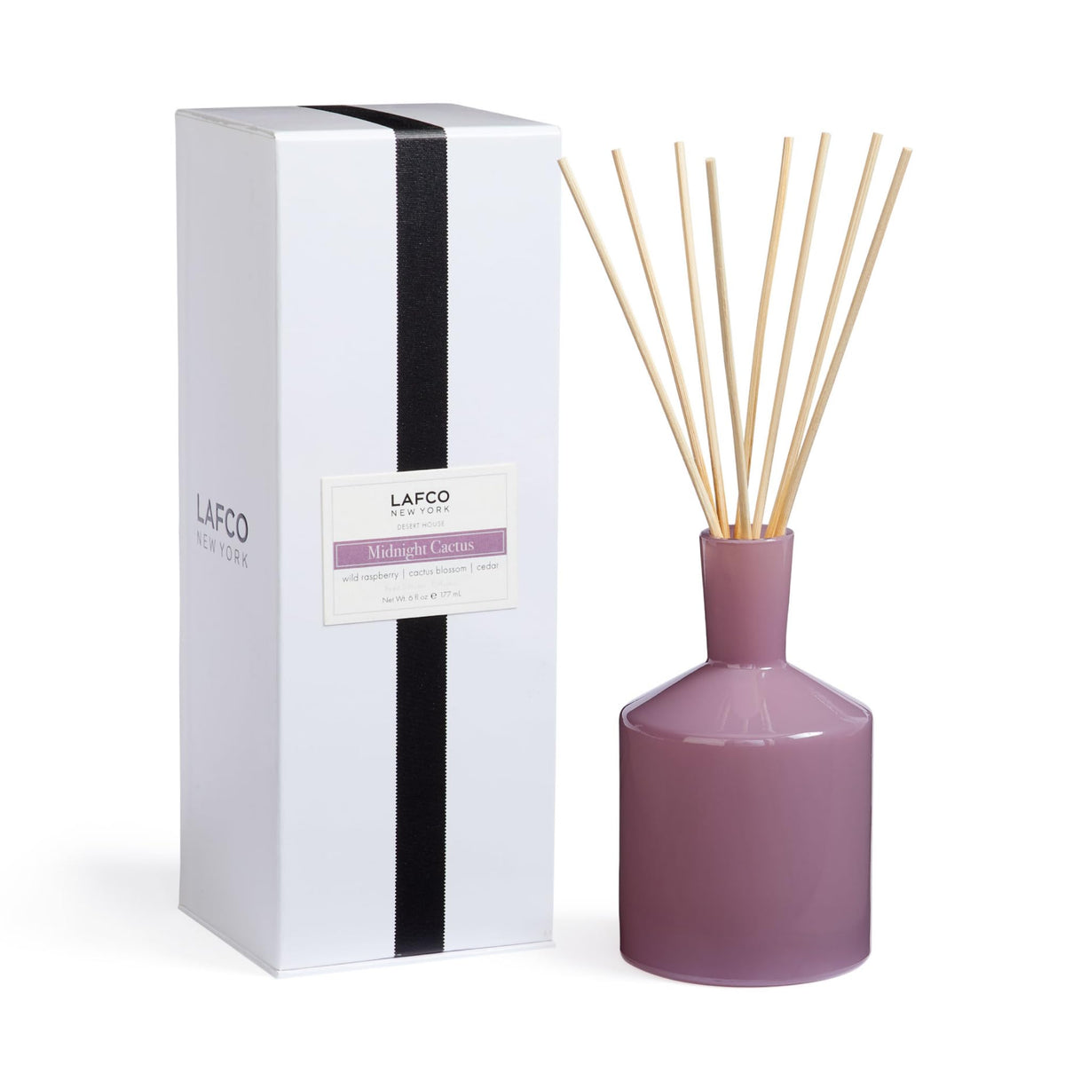 LAFCO New York Classic Reed Diffuser, Marine - 6 oz - Up to 3 Months Fragrance Life - Reusable Glass Vessel - Natural Wood Reeds - Made in the USA