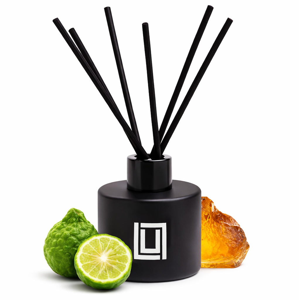 Lulu Candles | Reed Diffuser Set | Jasmine, Oud & Sandalwood | 6 Reed Sticks | Scent Diffuser for Bedroom Bathroom Living Room & Office - 4.2 FL Oz.