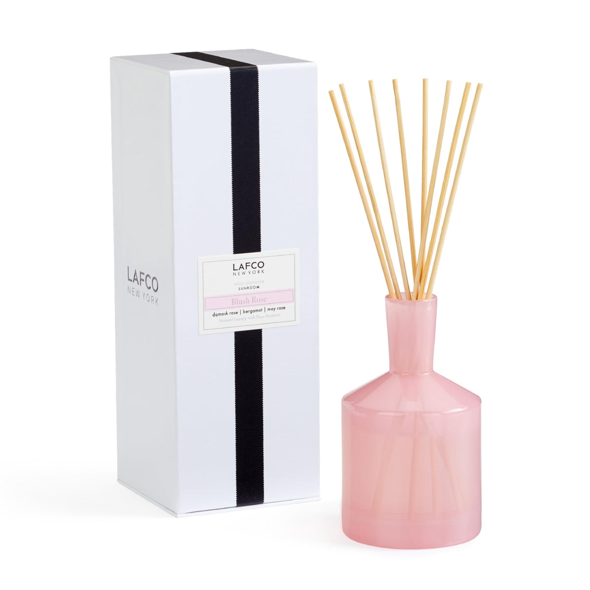 LAFCO New York Classic Reed Diffuser, Marine - 6 oz - Up to 3 Months Fragrance Life - Reusable Glass Vessel - Natural Wood Reeds - Made in the USA