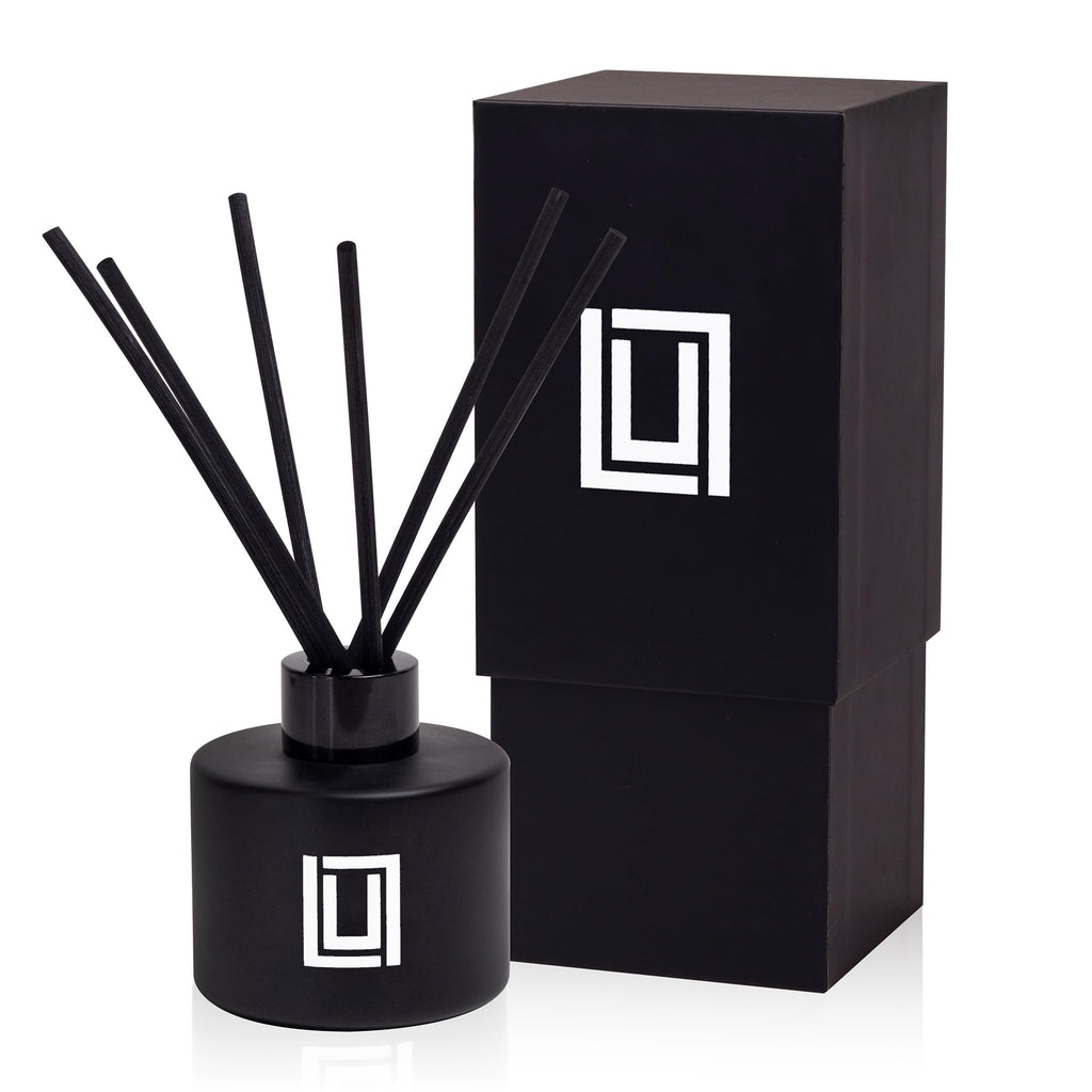 Lulu Candles | Reed Diffuser Set | Jasmine, Oud & Sandalwood | 6 Reed Sticks | Scent Diffuser for Bedroom Bathroom Living Room & Office - 4.2 FL Oz.