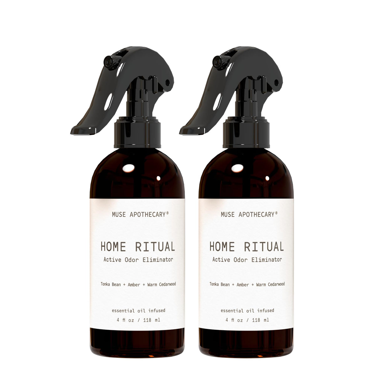 Muse Apothecary Home Ritual Active Odor Eliminator Spray - Furniture Deodorizer Spray & Bathroom Odor Eliminator for Home - Essential Oil Air Freshener - 4oz, Bergamot + French Lavender + Sandalwood