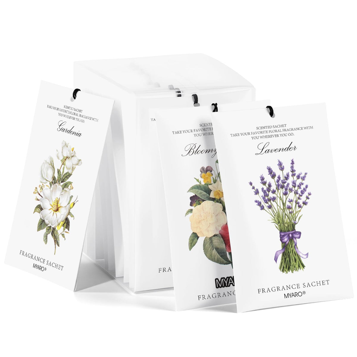 MYARO 12 Pack Fresh Linen Scented Sachets, Closet Deodorizer Car Freshener