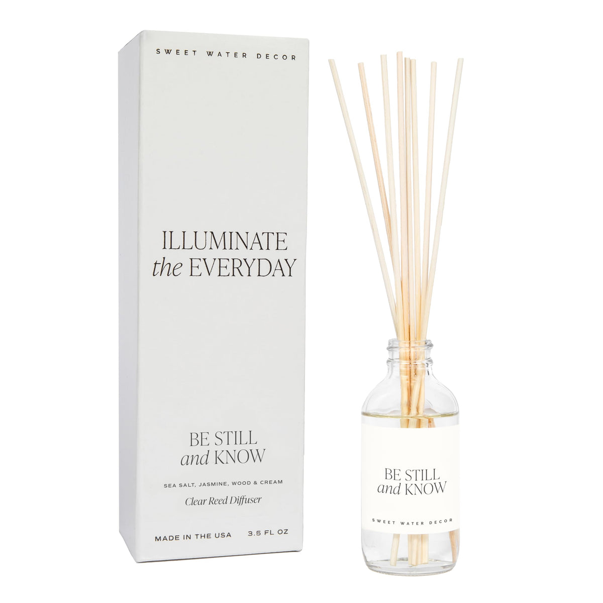 Sweet Water Decor Non-Toxic Cashmere and Vanilla Reed Diffuser Set, Cashmere, Sandalwood, Milky Coconut, Bourbon Vanilla Scented Diffuser for Home, Light Fragrance, Made in the USA, 3.5 FL OZ