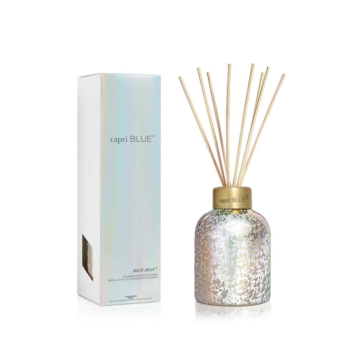 Capri Blue Reed Diffuser - Reed Diffuser Set Includes Scented Oil, Sticks, and Mercury Iridescent Glass Bottle - Home Decor Room Fresheners - Volcano (5.7 fl oz)