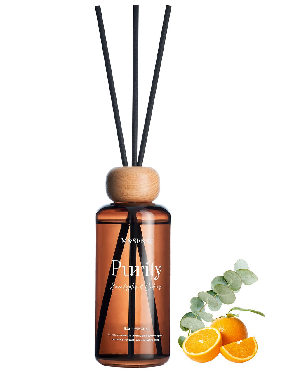 M&SENSE Reed Diffuser, Cinnamon Vanilla, 7.04 oz Natural Essential Oil