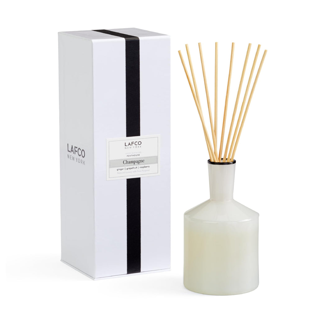 LAFCO New York Classic Reed Diffuser, Marine - 6 oz - Up to 3 Months Fragrance Life - Reusable Glass Vessel - Natural Wood Reeds - Made in the USA