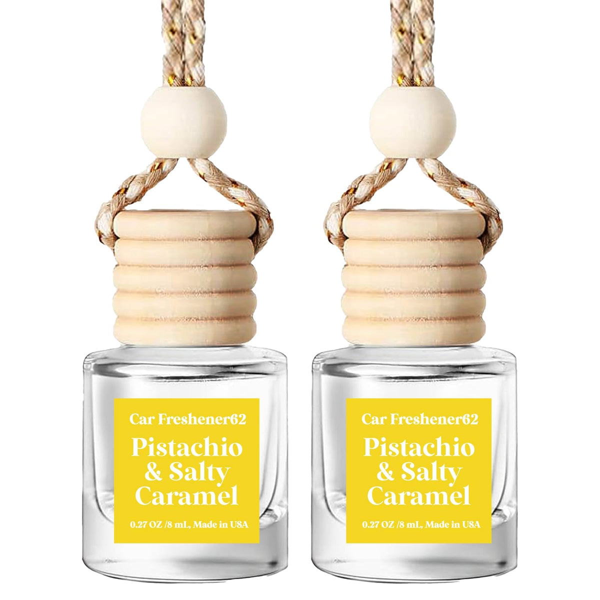 C Classy Car Air Freshener Hanging 2 Pack, Mahogany Teakwood Essential Oil Diffuser, Cute Glass Bottle, Long-Lasting Fragrance Car Accessories for Women & Men, Made in USA