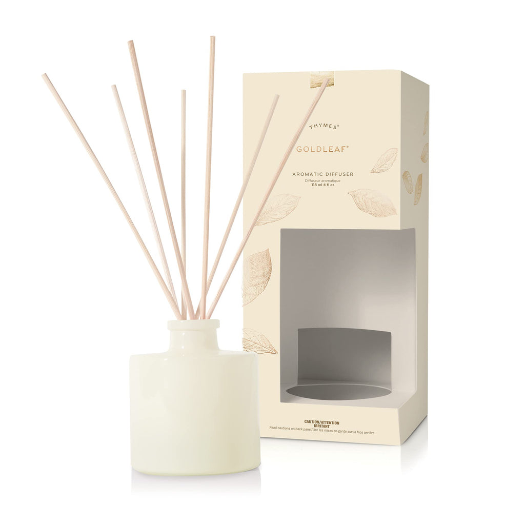 Thymes Petite Oil Reed Diffuser Set – Includes Reeds, Fragrance Oil & Glass Bottle – Luxury Scent Diffusers for Home Decor –Fresh Evergreen, Smoky Wood & Golden Amber (Noir Woods, 4 fl oz)
