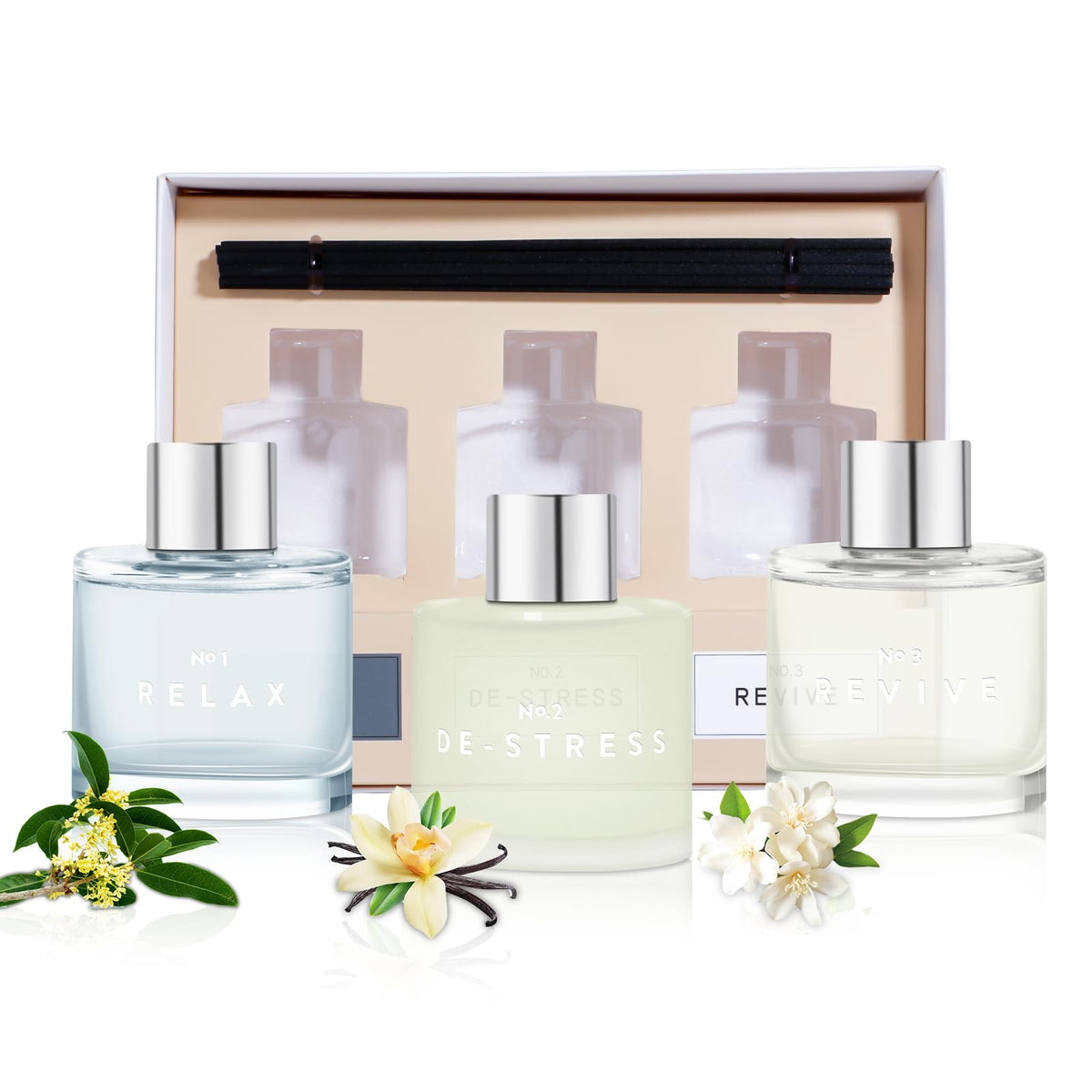 3 Pack Fragrance Reed Diffuser, 50ML Lavender Jasmine Lemongrass