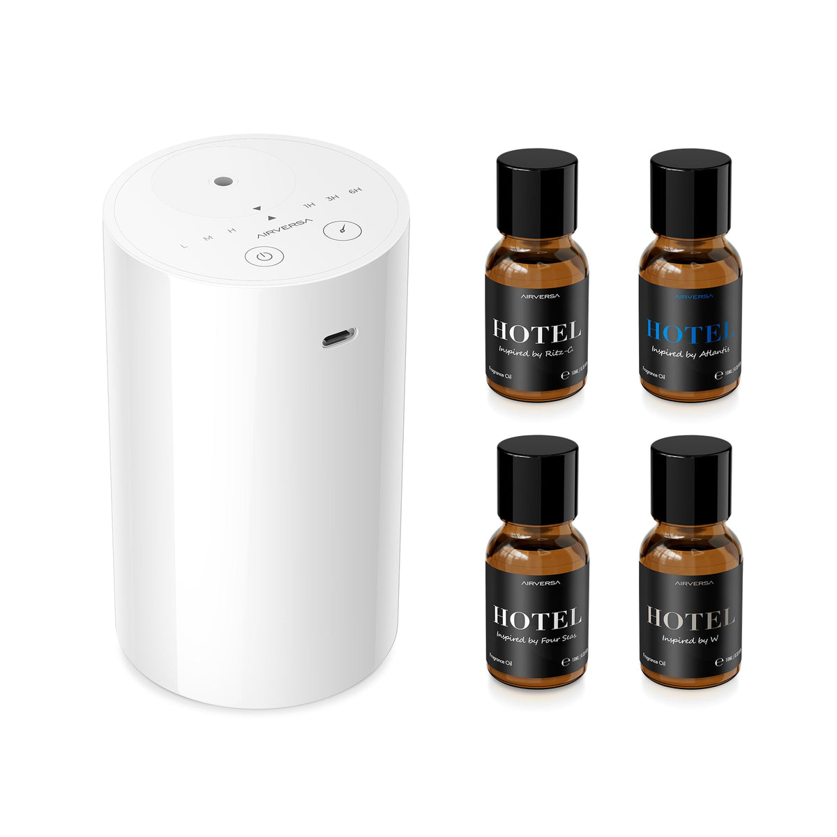 Airversa AN8 Waterless Essential Oil Diffuser Starter Kit, Black