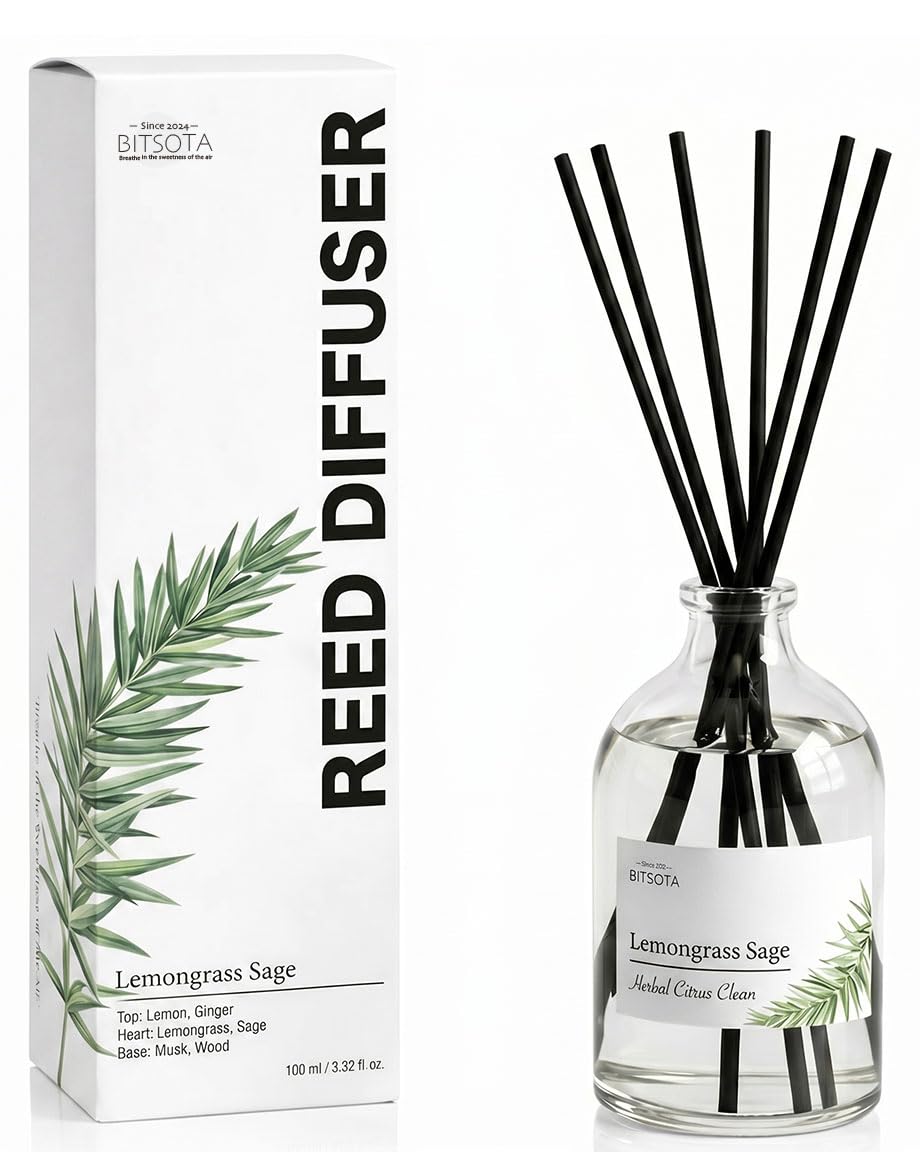 Reed Diffuser Set for Bathroom & Home, Long Lasting Essential Oil Aroma, Glass Bottle Home Fragrance with Sticks, Ideal Gift for Woman