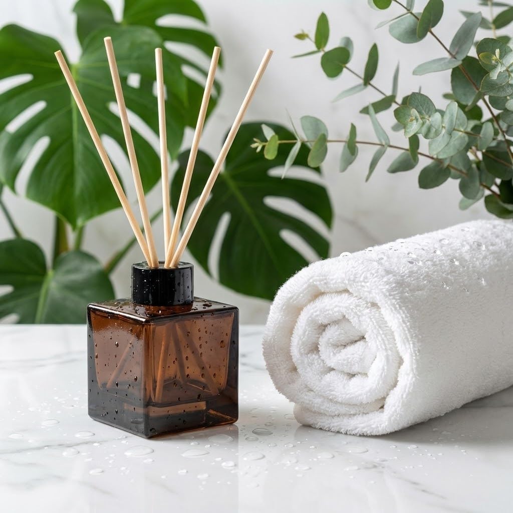100ml 2pcs Reed Diffuser Bottles - Fragrance Diffuser Empty Bottle with 20pcs Reed Sticks for Home Fragrance Accessories and Women Gift Room,Home,Bathroom Decor