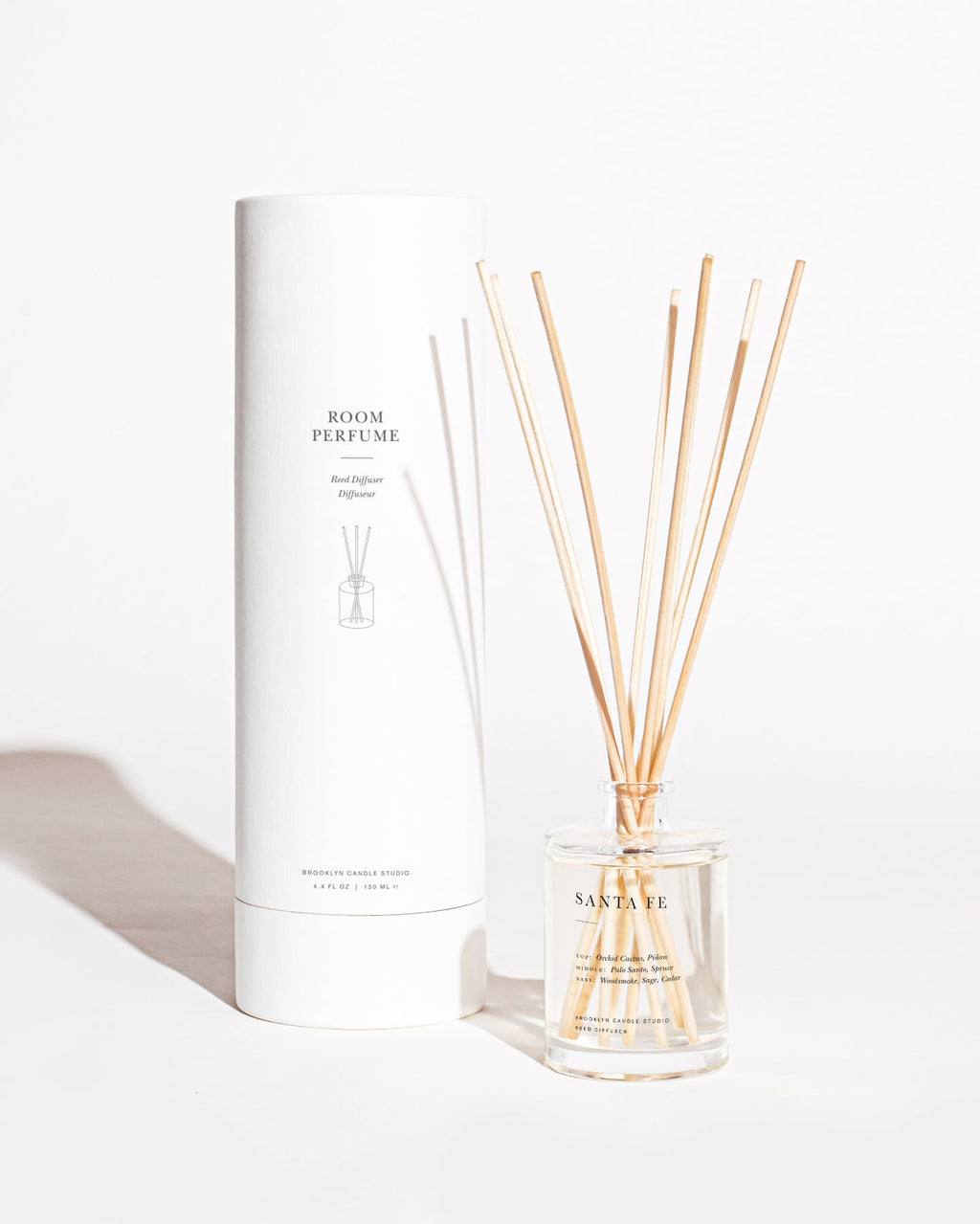 Brooklyn Candle Studio Reed Scent Diffuser - Palo Santo - Relaxing Oil Diffuser, Cedar, Eucalyptus & Sandalwood Fragrance, 8 Rattan Diffuser Reeds, Clean Ingredients - 3.7oz