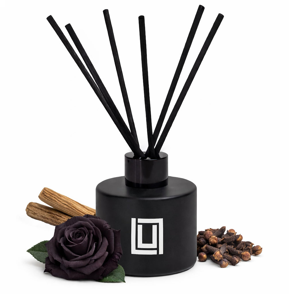 Lulu Candles | Reed Diffuser Set | Jasmine, Oud & Sandalwood | 6 Reed Sticks | Scent Diffuser for Bedroom Bathroom Living Room & Office - 4.2 FL Oz.