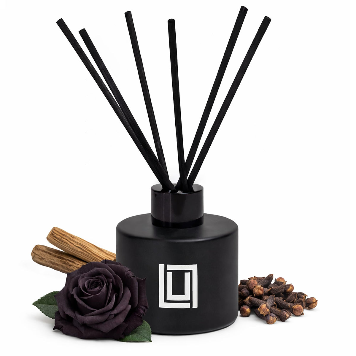 Lulu Candles | Reed Diffuser Set | Jasmine, Oud & Sandalwood | 6 Reed Sticks | Scent Diffuser for Bedroom Bathroom Living Room & Office - 4.2 FL Oz.