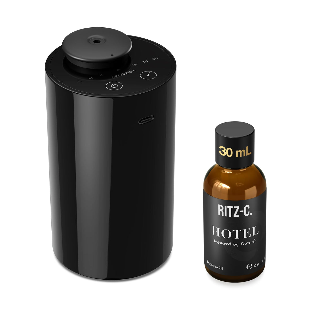 Airversa AN6 Waterless Essential Oil Diffuser Starter Kit, Black