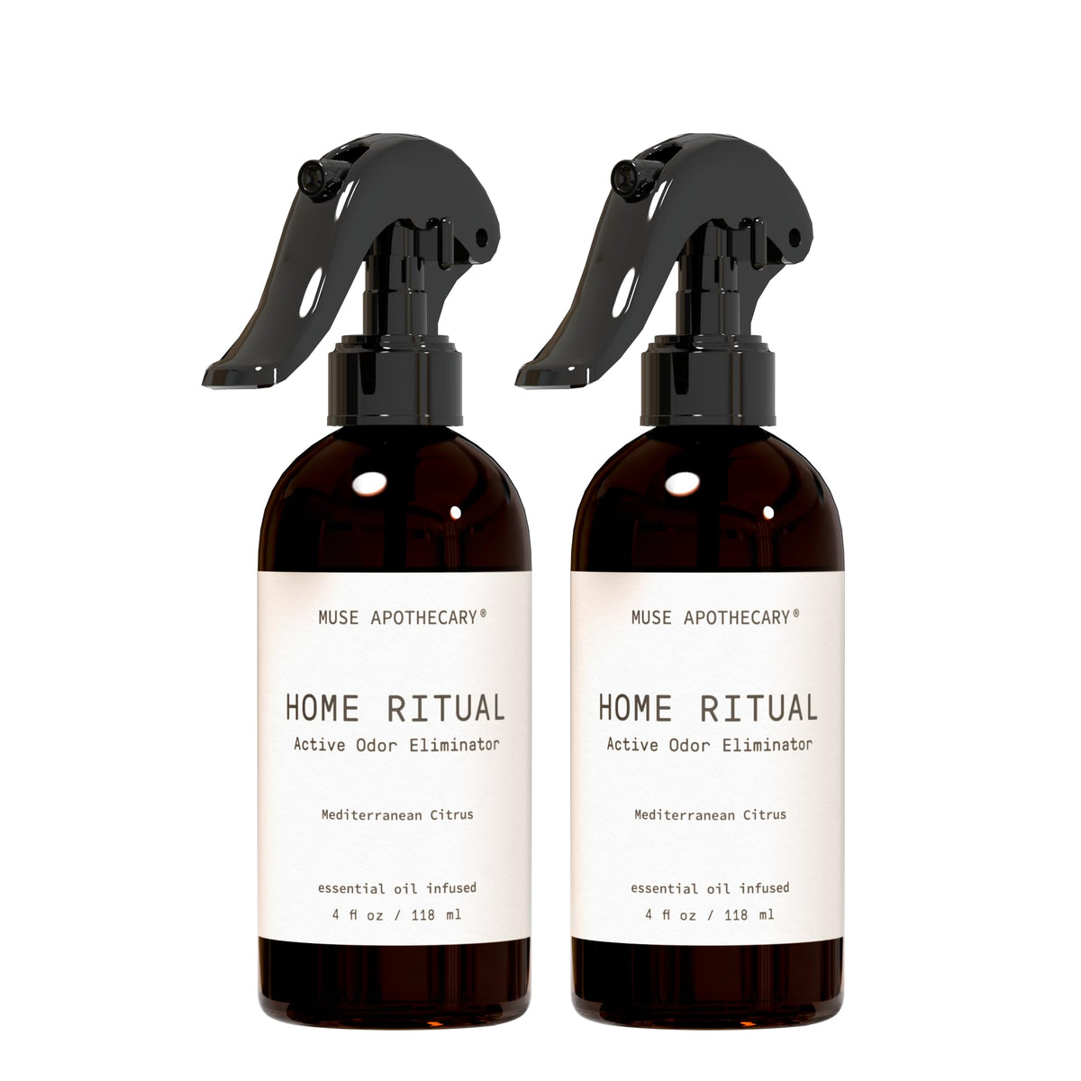Muse Apothecary Home Ritual Active Odor Eliminator Spray - Furniture Deodorizer Spray & Bathroom Odor Eliminator for Home - Essential Oil Air Freshener - 4oz, Bergamot + French Lavender + Sandalwood