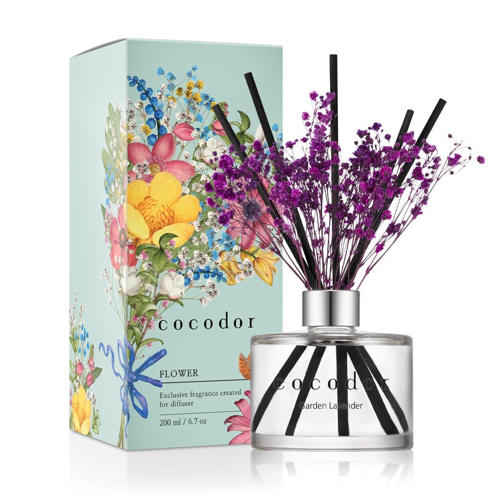 COCODOR Lavender Reed Diffuser/Garden Lavender / 6.7oz(200ml) / 1 Pack/Home Decor & Office Decor, Fragrance and Gifts