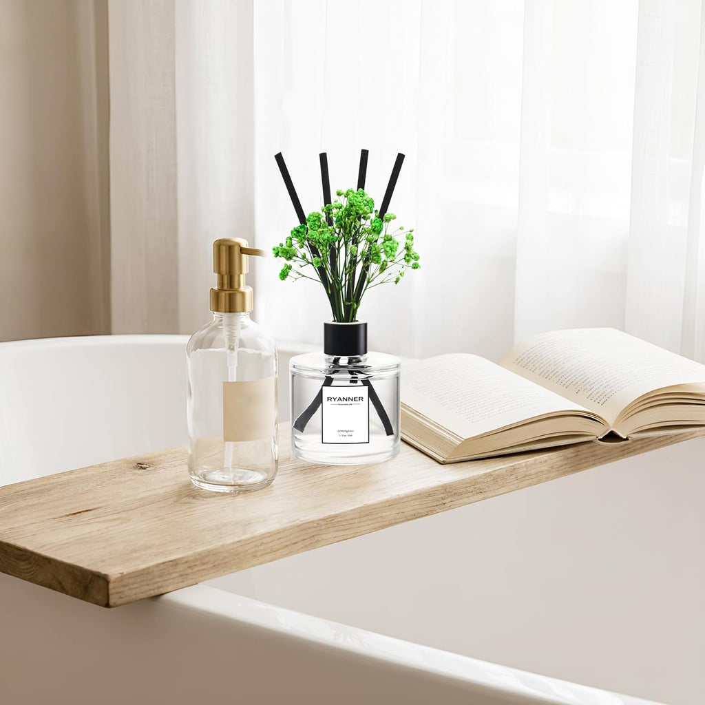 Reed Diffuser Set of 3 Pack,Lavender Eucalyptus/White Jasmine/Lemongrass Scented Oil Diffuser with 24 Sticks(1.7 fl oz Each Pack),Air Freshener for Bedroom Bathroom Office | Shelf Decor