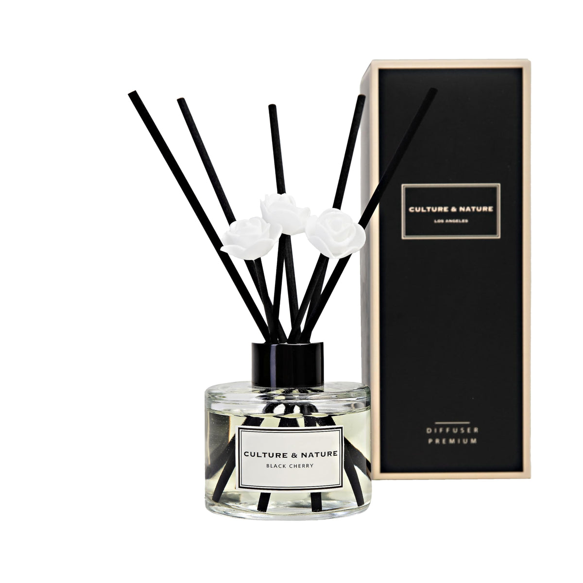 CULTURE & NATURE Reed Diffuser Set 6.7oz (200ml) Clean Cotton Scented Diffuser with Sticks Home Fragrance Reed Diffuser for Bathroom Shelf Decor