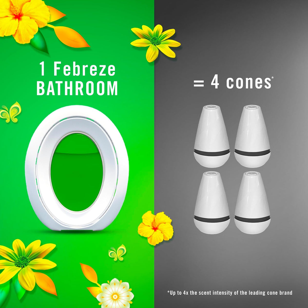 Febreze Bathroom Air Freshener, Odor-Fighting, Plug-in Alternative, Air Fresheners for Small Spaces in Home, Bathroom, Kitchen, & Closet, Pet & Litter Box Odor Fighter, Gain Original Scent, 4ct
