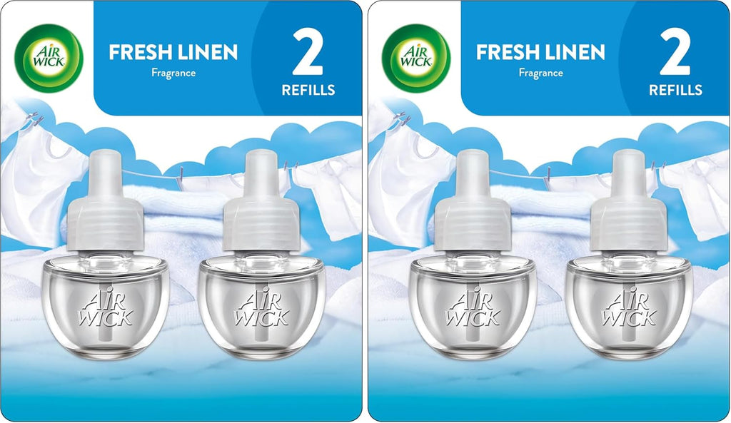 Air Wick Plug in Scented Oil Refill, 2 ct, Fresh Linen, Air Freshener, Essential Oils (Pack of 2)