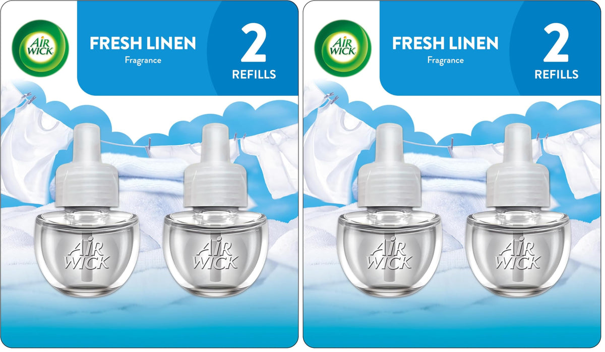Air Wick Plug in Scented Oil Refill, 2 ct, Fresh Linen, Air Freshener, Essential Oils (Pack of 2)
