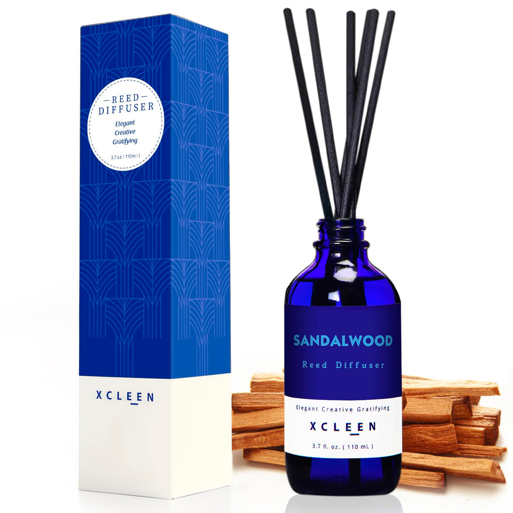 Xcleen Reed Diffusers Set, 3.7 Oz Scent Diffuser, 6 Reed Diffuser Sticks, Home Fragrance Hyacinth, Peony & Citrus, Aromatherapy Oil Diffuser Reeds, More Masculine Scent, Bathroom & Office Decor 110ml