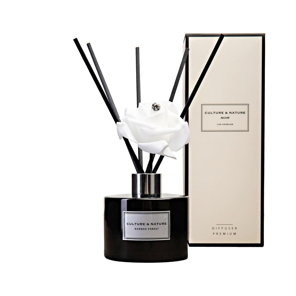 CULTURE & NATURE Reed Diffuser Set 6.7oz (200ml) Clean Cotton Scented Diffuser with Sticks Home Fragrance Reed Diffuser for Bathroom Shelf Decor
