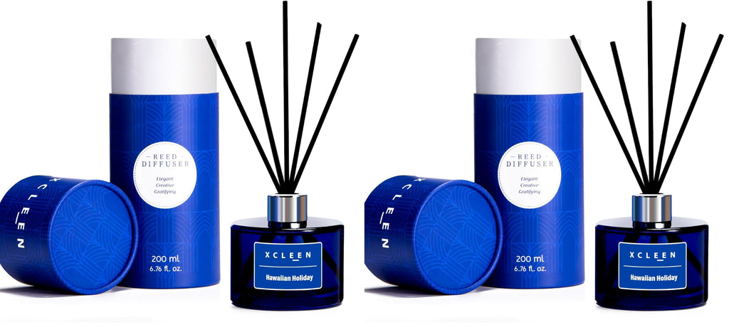 Xcleen Reed Diffusers Set, 3.7 Oz Scent Diffuser, 6 Reed Diffuser Sticks, Home Fragrance Hyacinth, Peony & Citrus, Aromatherapy Oil Diffuser Reeds, More Masculine Scent, Bathroom & Office Decor 110ml