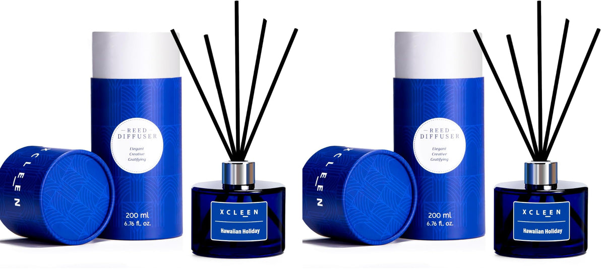 Xcleen Reed Diffusers Set, 3.7 Oz Scent Diffuser, 6 Reed Diffuser Sticks, Home Fragrance Hyacinth, Peony & Citrus, Aromatherapy Oil Diffuser Reeds, More Masculine Scent, Bathroom & Office Decor 110ml