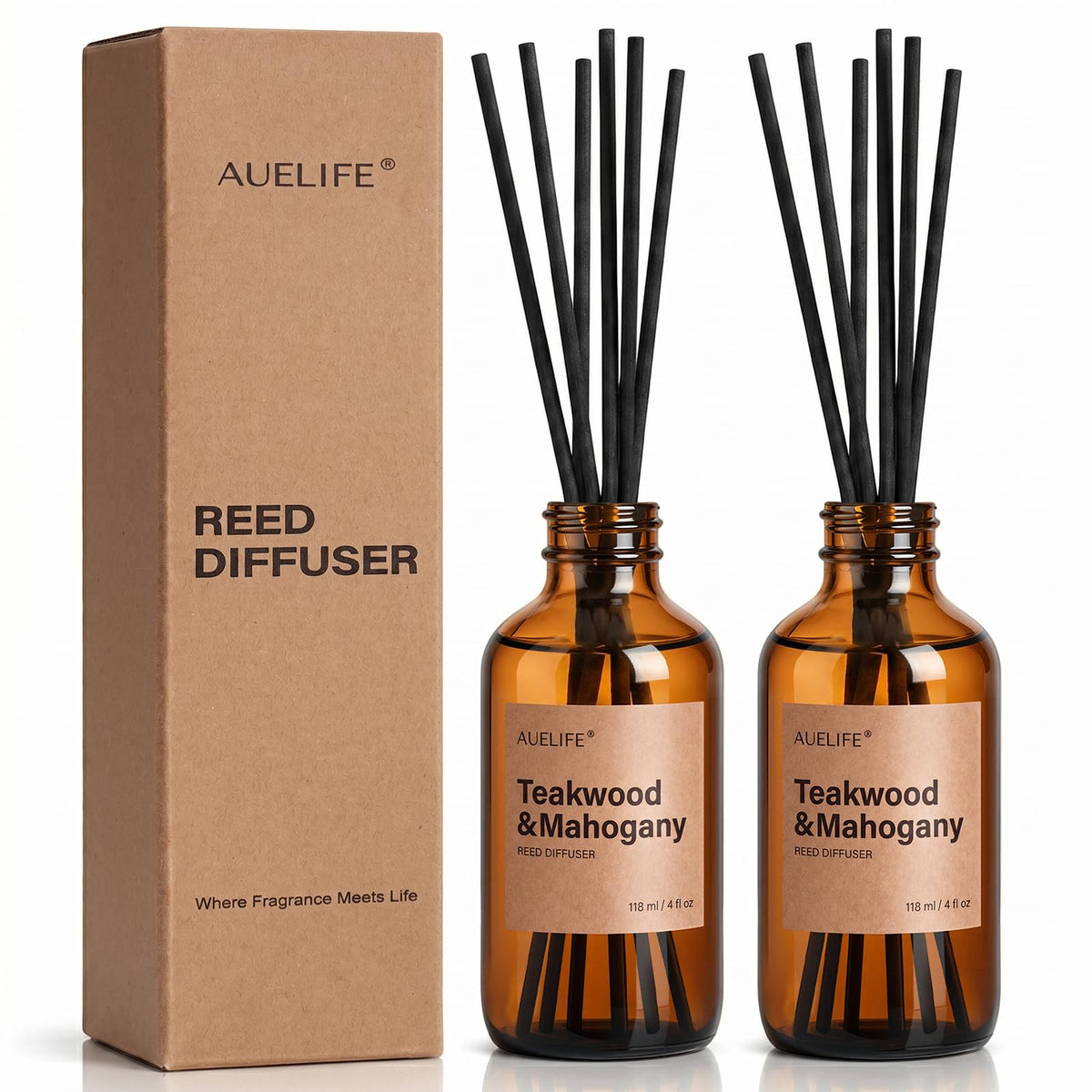 Auelife Reed Diffuser for Home, Coastal Citrus Scent Diffuser 2 Pack 8Fl Oz