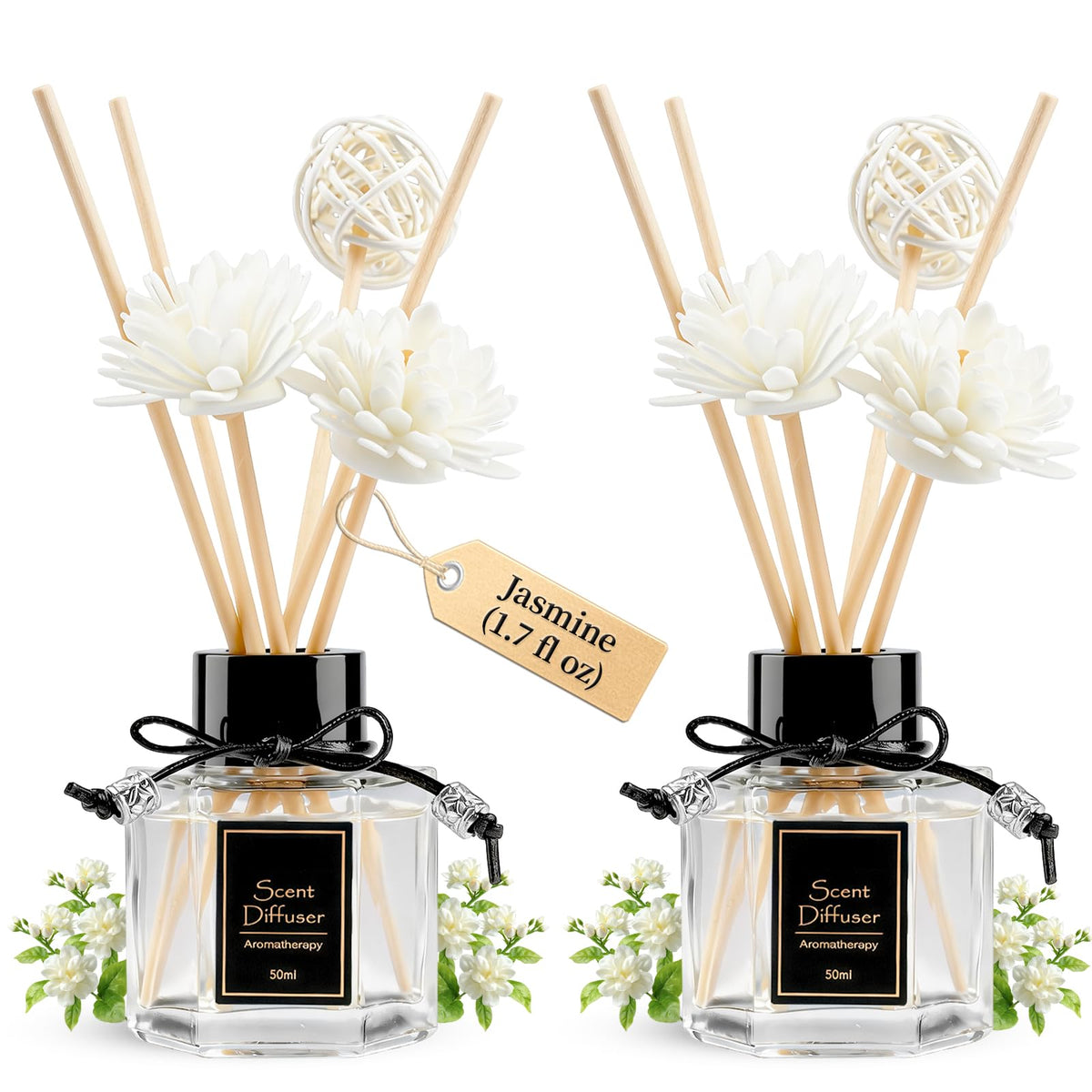 TonJin 2PCS Lavender Reed Diffuser Set 1.7 fl oz with 6 Scent Sticks, Calming Essential Oil Diffuser Sticks for Home, Relaxing Home Fragrance for Bedroom & Bathroom, Natural Non-Toxic Air Freshener