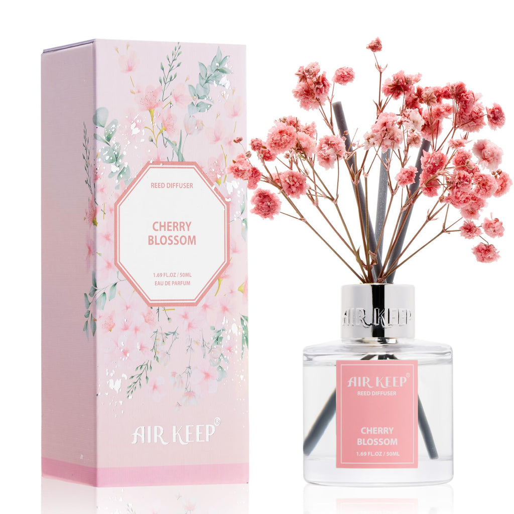 Airkeep Reed Diffuser Set,3.38 fl oz (100 ml) - Cinnamon Vanilla Oil Diffusers with 8 Reed Sticks, Home Fragrance Reed Diffuser for Bathroom Shelf Decor