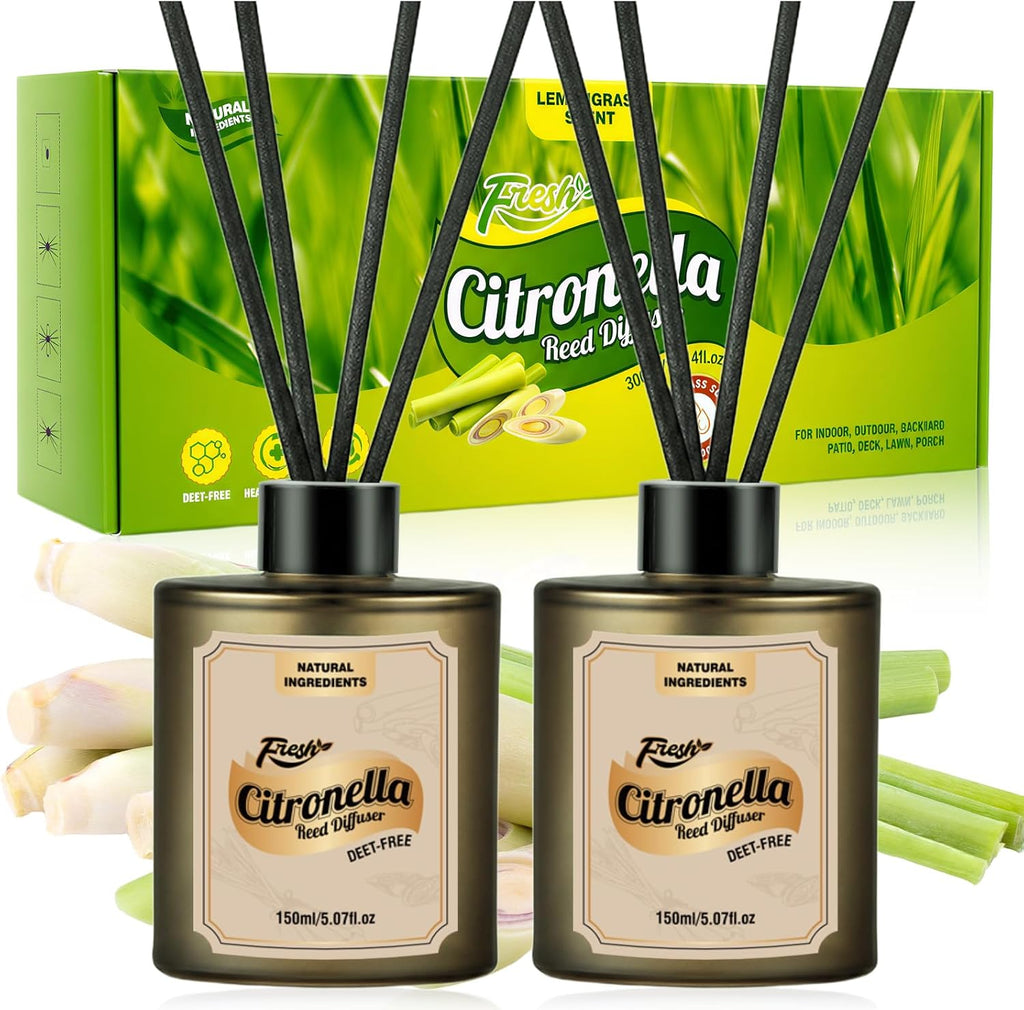 STRN Citronella Reed Diffuser Set, Lemongrass Scent Diffuser 300ML