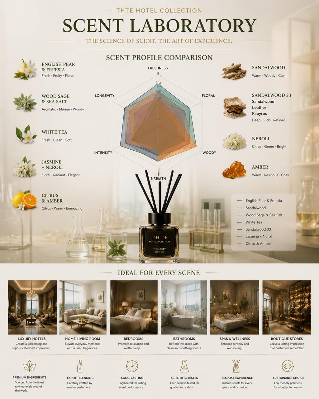White Tea Reed Diffuser for Home, Airy Clean Hotel-Inspired Scent with Soft Musk, Long-Lasting Home Fragrance with Black Fiber Reeds for Bedroom, Bathroom and Living Room