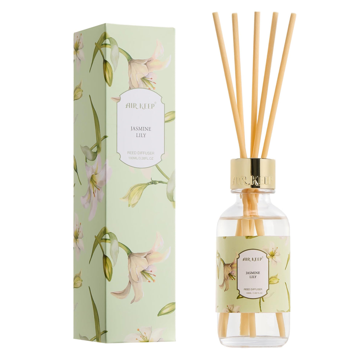 Airkeep Reed Diffuser Oil Set with Reed Sticks, Clean Linen Aromatherapy Oil Scent Diffuser for Home Office Bathroom Decoration Perfume and Gifts 3.38 oz/100ml
