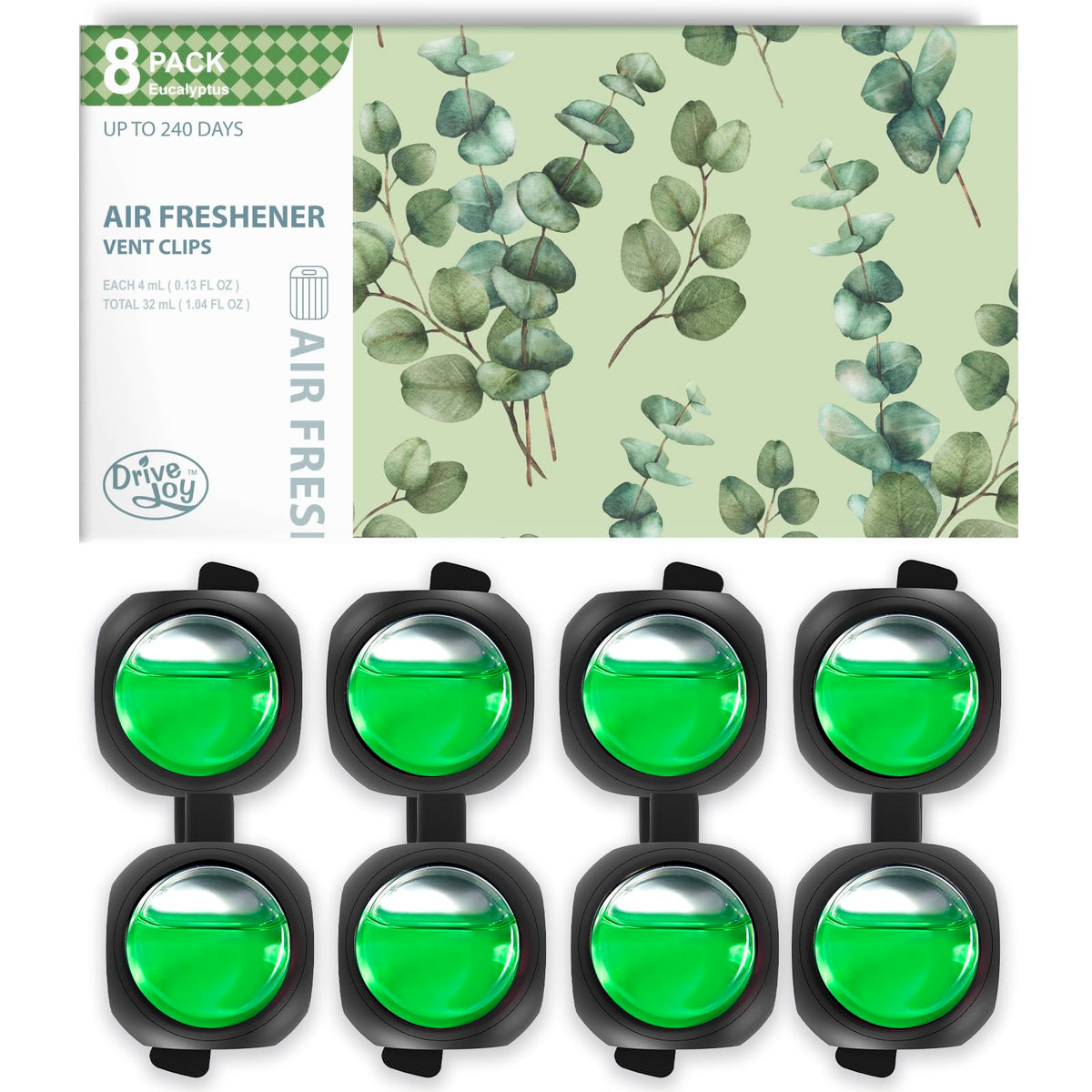 DRIVEJOY Car Air Freshener Vent Clips, 8 PK, 6 Ocean, 2 New Car Scent, Long Lasting Air Fresheners for Men & Women, Up to 240 Days, Odor Eliminator