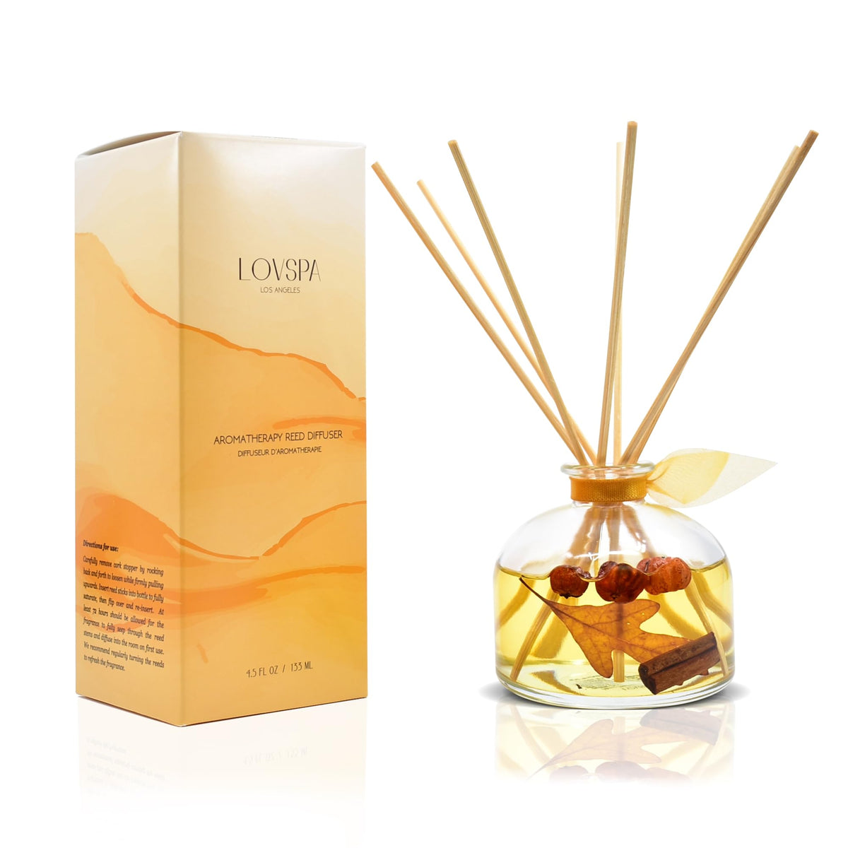 Reed Diffuser Set, Pumpkin Vanilla Chai Scented Oil Diffuser with Sticks, Home Fragrance Accessories for Bathroom Shelf Decor, Aroma Diffusers for Home or Office Fall Decor, USA Made