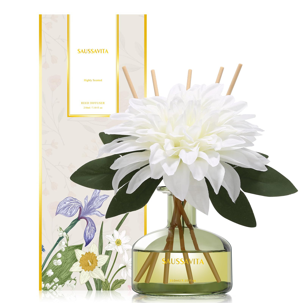 Reed Diffusers Set, 7.10 oz Flower Scented Diffuser with 7 Sticks, Long Lasting Home Fragrance for 120 Days, Perfect for Bathroom, Shelf Decor, Air Fresheners