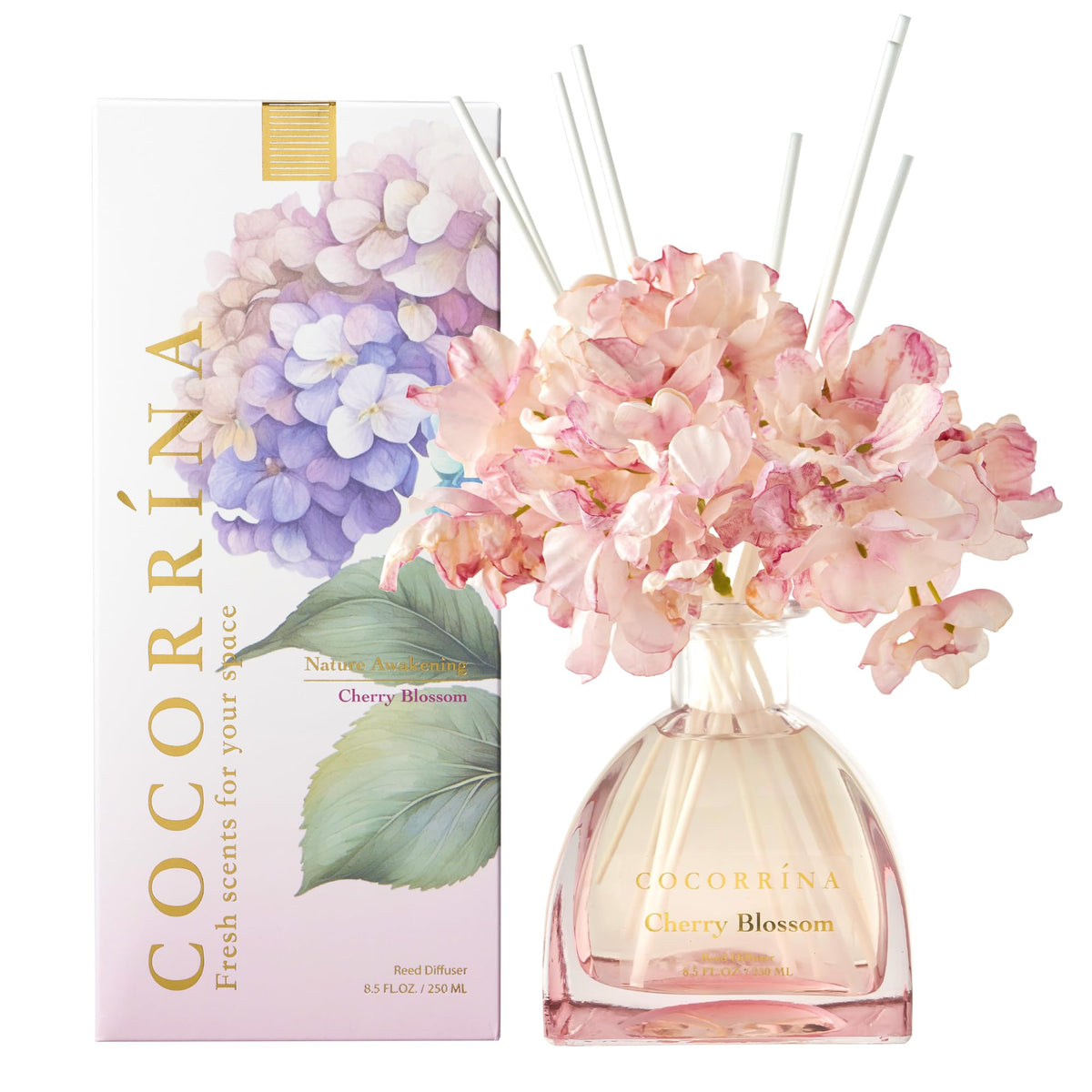 COCORRÍNA Reed Diffuser - 8.5 Oz Clean Linen Reed Diffuser with 8 Sticks for Home Bathroom Shelf Decor (Simple Luxe Collection)