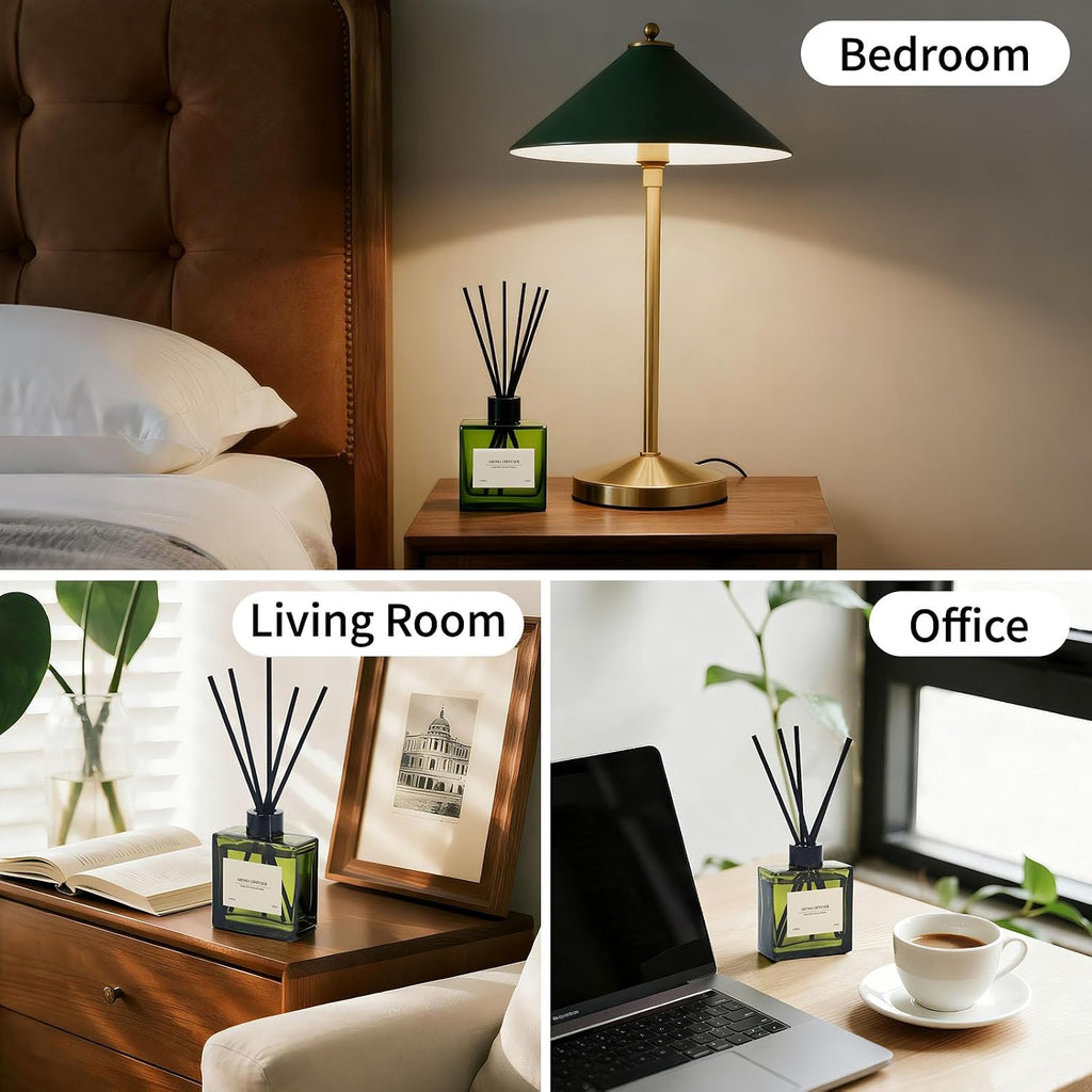 Reed Diffuser Set, 4 fl oz Jasmine Lily 2 Pack Scent Diffuser with 20 Sticks, 180 Days Long Lasting Elegant Home Fragrance for Bathroom Bedroom Office Decor Air Fresh