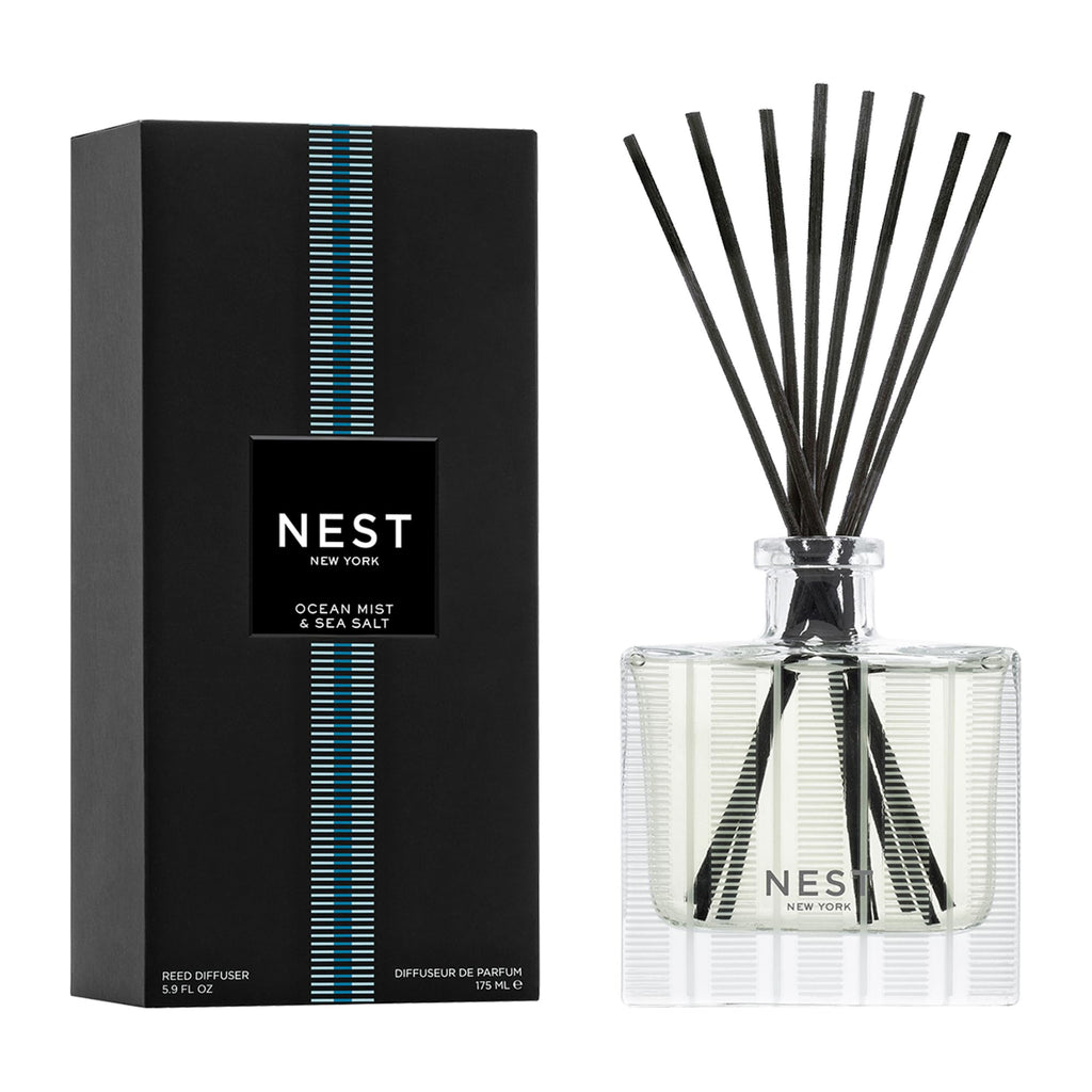 NEST New York Reed Diffuser, Bamboo - 5.9 fl oz - Fragrance for Up to 90 Days - Reusable, Refillable Glass Holder - Includes 8 All-Natural Reed Sticks - Flame Free