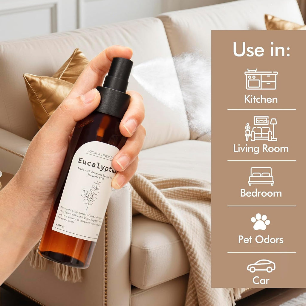 Eucalyptus Fragrance Room Spray, Long Lasting Air Fresheners for Home, Room Air Freshener & Odor Eliminator, 2 x 4.06 fl oz
