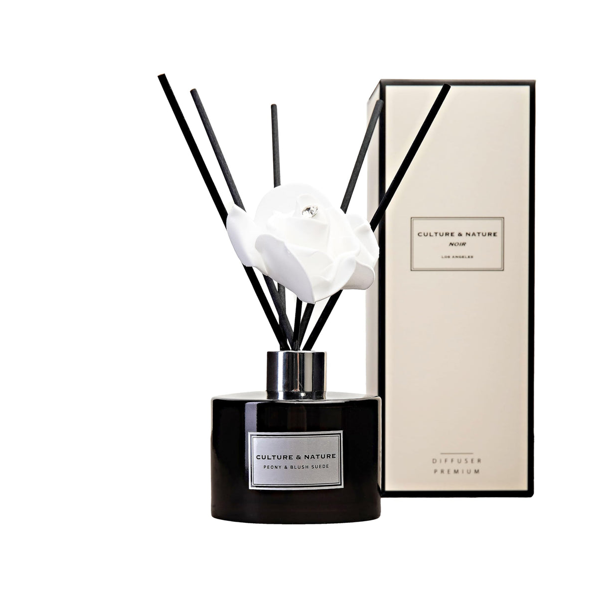CULTURE & NATURE Reed Diffuser Set 6.7oz (200ml) Clean Cotton Scented Diffuser with Sticks Home Fragrance Reed Diffuser for Bathroom Shelf Decor