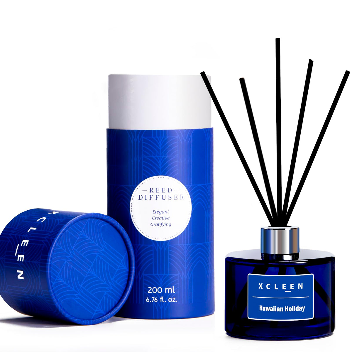 Xcleen Reed Diffusers Set, 3.7 Oz Scent Diffuser, 6 Reed Diffuser Sticks, Home Fragrance Hyacinth, Peony & Citrus, Aromatherapy Oil Diffuser Reeds, More Masculine Scent, Bathroom & Office Decor 110ml