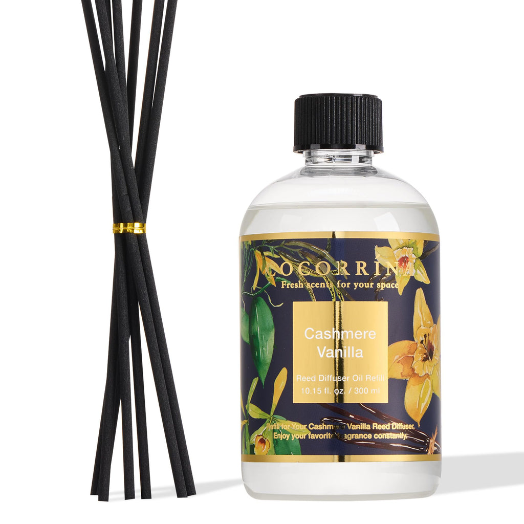 Cocorrína Reed Diffuser Refill Clean Linen 17oz (500ml) with 8 Rattan Sticks - Premium Long-Lasting Scented Oil, Home Fragrance for Bedroom, Bathroom Home Decor