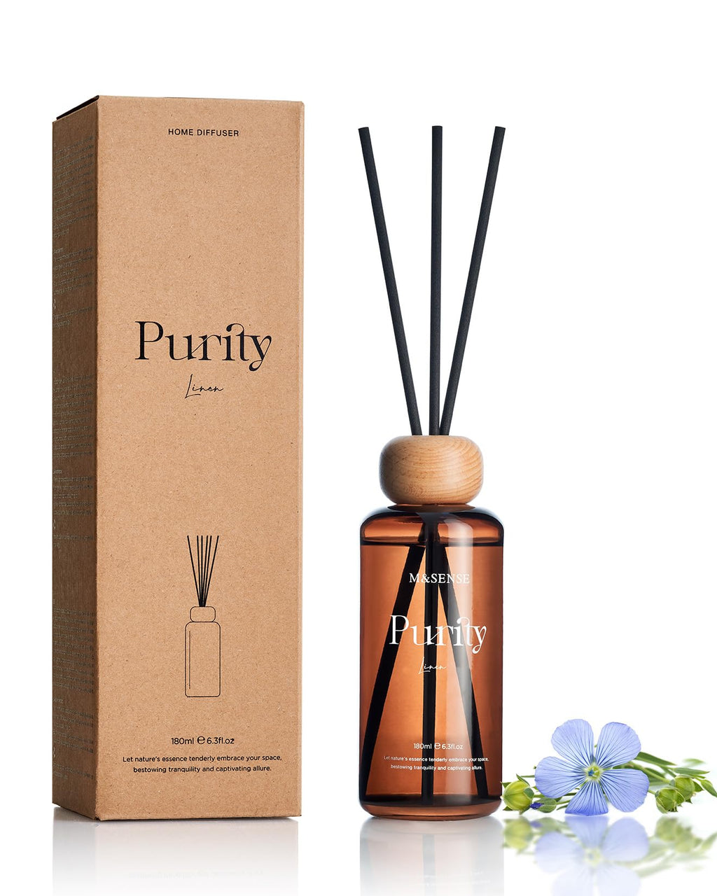 M&SENSE Reed Diffuser, Cinnamon Vanilla, 7.04 oz Natural Essential Oil